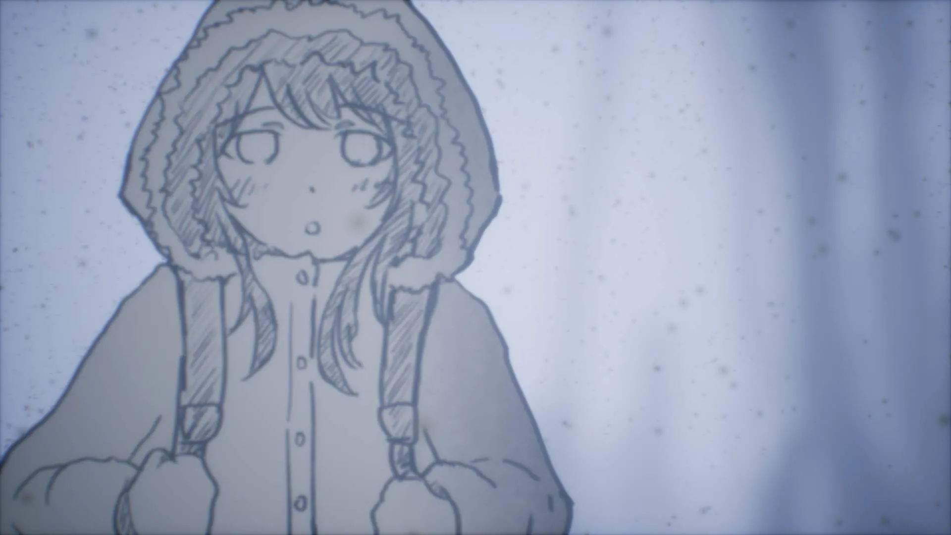 『ゆきのせい』場面カット① 雪の中を歩く